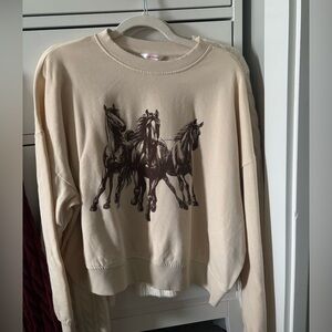 Joe Fresh Cream Sweater with Horse Print